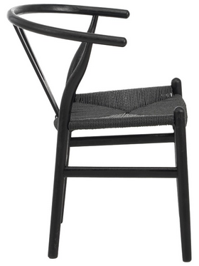 Καρέκλα Wishbone Pakoworld Rubberwood-Σχοινί σε Μαύρη Απόχρωση 60x51x80εκ