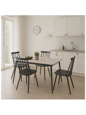 Τραπεζαρία Aurora i-Gustas Pakoworld σετ 5τεμ Sintered Stone-Μαύρο 120x60x75εκ