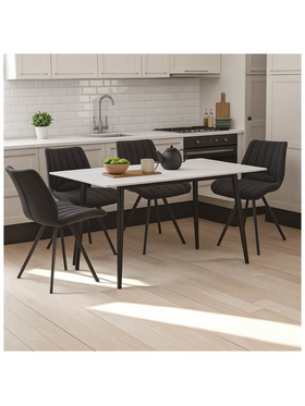 Τραπεζαρία Sabia-Gustas Pakoworld σετ 5τεμ Sintered Stone-Μαύρο-Ανθρακί 120x60x75εκ