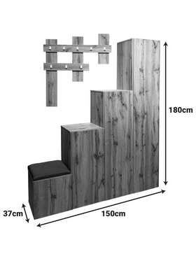 Έπιπλο Εισόδου Nenich Pakoworld σε Sonoma Απόχρωση 150x37x180εκ