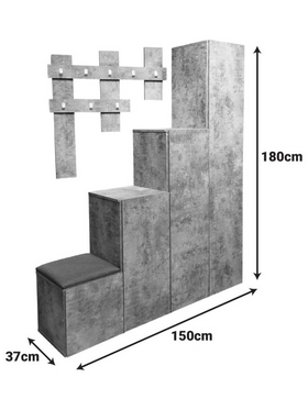 Έπιπλο Εισόδου Nenich Pakoworld σε Γκρι oak Απόχρωση 150x37x180εκ