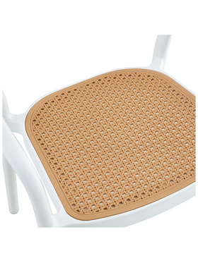 Πολυθρόνα Ember Στοιβαζόμενη Pakoworld με uv Protection pp Μπεζ- Λευκό 52.5x56.5x81εκ.
