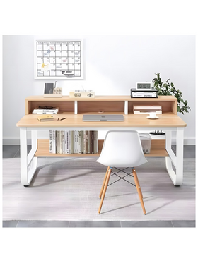 Γραφείο Εργασίας Evrepy Pakoworld mdf σε oak Απόχρωση με Λευκό Μέταλλο 100x60x73εκ