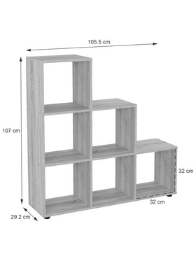 Βιβλιοθήκη Schody Pakoworld σε oak Απόχρωση 105.5x29.2x107εκ