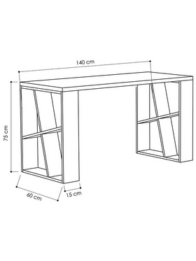 Γραφείο Honey Pakoworld Χρώμα Λευκό - Light oak 140x60x75εκ