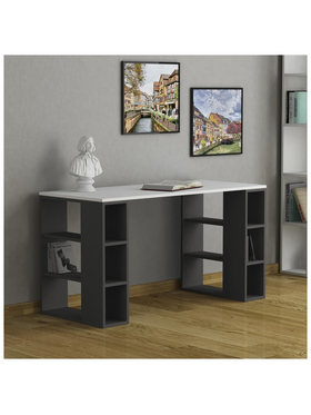 Γραφείο Colmar Pakoworld σε Λευκή-Ανθρακί Απόχρωση 140x60x75εκ