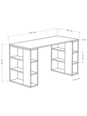 Γραφείο Colmar Pakoworld σε Λευκή-Ανθρακί Απόχρωση 140x60x75εκ