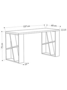 Γραφείο Honey Pakoworld σε Λευκή-Ανθρακί Απόχρωση 137x60x75εκ