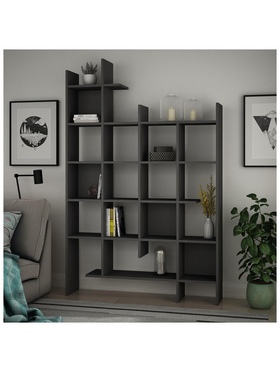 Βιβλιοθήκη Manco Pakoworld σε Ανθρακί Απόχρωση 122x25.5x188εκ