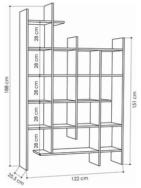 Βιβλιοθήκη Manco Pakoworld σε Ανθρακί Απόχρωση 122x25.5x188εκ