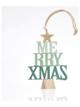 Δεντρακι Ξυλινο Merry Christmas, Μεντα, 23x0,5x8cm