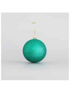 Πλαστικη Μπαλα, Πρασινη, Glitter, σετ 6 Τμχ, 8cm