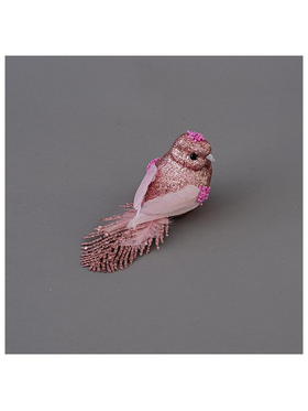 Πουλακι Ροζ, με Glitter και Πουπουλα, 15cm