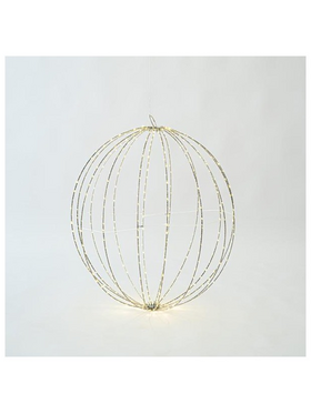 Ασημι Μεταλλικη Μπαλα Φωτιζομενη 60cm, 480 Mini Led, Σταθερος Μετασχηματιστης, Ασημι Χαλκινο Καλωδιο, Θερμο Λευκο Led, Προεκταση Παροχης 3m, Ip44