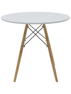 Τραπέζι Julita Pakoworld mdf Λευκό-Πόδια σε Φυσική Απόχρωση Φ80x73εκ