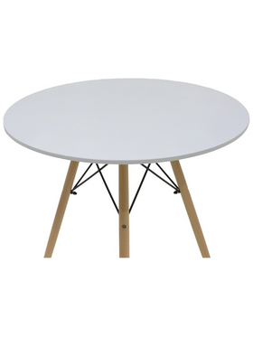 Τραπέζι Julita Pakoworld mdf Λευκό-Πόδια σε Φυσική Απόχρωση Φ80x73εκ