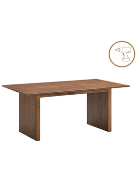 Τραπεζαρία Eleganza-Raudi Pakoworld σετ 7τεμ mdf σε Καρυδί-Εκρού Απόχρωση 180x99x75.8εκ