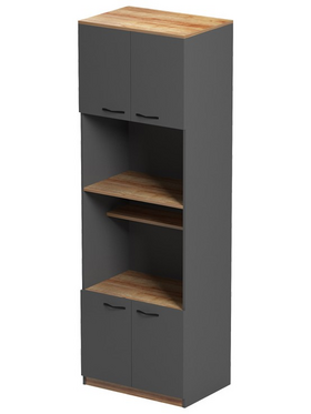 Ντουλάπα Κουζίνας Rowan Pakoworld σε oak-Ανθρακί Απόχρωση 60x42x182εκ