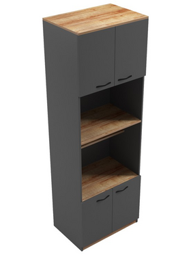 Ντουλάπα Κουζίνας Rowan Pakoworld σε oak-Ανθρακί Απόχρωση 60x42x182εκ