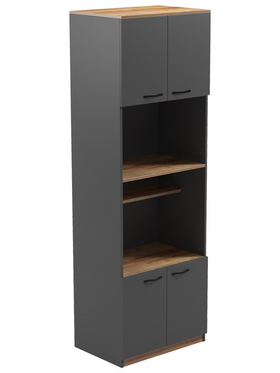 Ντουλάπα Κουζίνας Rowan Pakoworld σε oak-Ανθρακί Απόχρωση 60x42x182εκ