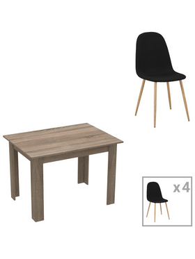 Τραπεζαρία Manka-Bella Pakoworld σετ 5τεμ σε Sonoma Truffle Απόχρωση 110x80x70εκ