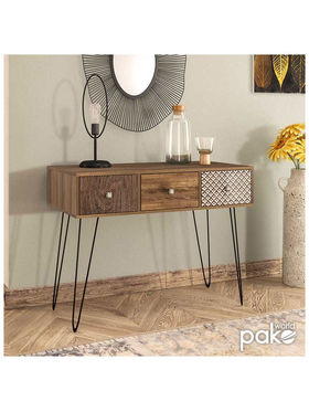 Κονσόλα Boho Pakoworld Καρυδί με Μεταλλικά Πόδια 100x50,5x74,5εκ