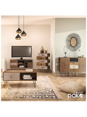 Κονσόλα Boho Pakoworld Καρυδί με Μεταλλικά Πόδια 100x50,5x74,5εκ