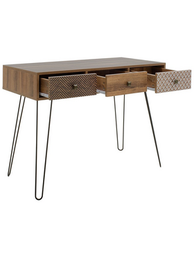 Κονσόλα Boho Pakoworld Καρυδί με Μεταλλικά Πόδια 100x50,5x74,5εκ