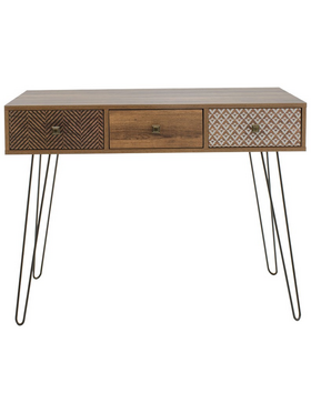 Κονσόλα Boho Pakoworld Καρυδί με Μεταλλικά Πόδια 100x50,5x74,5εκ