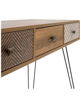 Κονσόλα Boho Pakoworld Καρυδί με Μεταλλικά Πόδια 100x50,5x74,5εκ