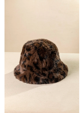 Γυναικείο Καπέλο Double Face από Ακρυλική Γούνα με Leopard Print