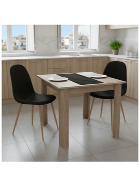 Τραπεζαρία Manka i-Bella Pakoworld σετ 3τεμ σε Sonoma Truffle Απόχρωση 80x80x77εκ