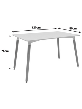 Τραπέζι Natali Pakoworld mdf Λευκό-Πόδια Φυσικό 120x80x76εκ