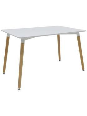 Τραπέζι Natali Pakoworld mdf Λευκό-Πόδια Φυσικό 120x80x76εκ