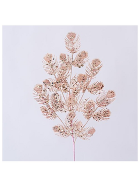 Κλαδι Ροζ, με Glitter και Πουλιες, 75cm