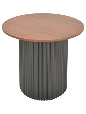 Βοηθητικό Τραπέζι Dovel Pakoworld mdf σε Καρυδί-Μαύρη Απόχρωση Φ50x45εκ