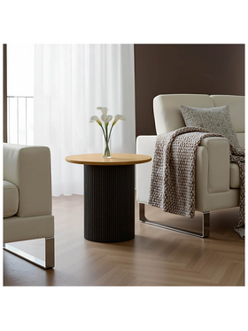 Βοηθητικό Τραπέζι Dovel Pakoworld mdf σε Sonoma -Μαύρη Απόχρωση Φ50x45εκ