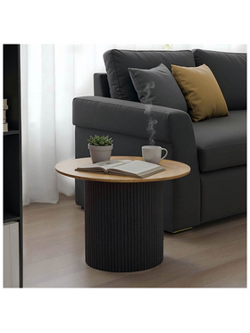 Τραπέζι Σαλονιού Dovel Pakoworld mdf σε Sonoma-Μαυρη Απόχρωση Φ70x40εκ
