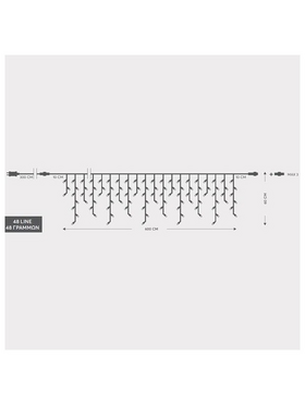 Βροχη, 288 led 3mm, 36v Μετασχηματιστη, 4 Επεκτασεις ωσ 3 Σετ, Διαφανο pvc Καλωδιο, Θερμο Λευκο Led, 600x60cm (5/7/5/7), Προεκταση Παροχης 3m, Ιρ44