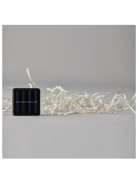 Βροχη, 72 led 5mm, Ηλιακο Συλλεκτη me Αισθητηρα Φωτος, Προγραμμα, Διαφανο pvc Καλωδιο, Θερμο Λευκο Led, (H70 x W225cm, Προεκταση Παροχης 1m, Ιρ44