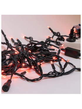 Σειρα, 100 led 5mm με Καπακι, 230v, 3 Επεκτασεις Μεχρι 9 Σετ, Πρασινο Καουτσουκ Καλωδιο, 90 Κοκκινα led + 10 Θερμα Λευκα Flash Led, ana 10cm, Προεκταση Παροχης 1,5m, Ip65