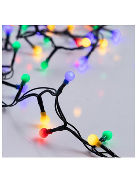 Σειρα, 300 led 3mm, με Πολυχρωμες Μπαλιτσες 0,9cm, 31v Μετασχηματιστη, 8 Προγραμματα & Μνημη, Πρασινο pvc Καλωδιο, Πολυχρωμο Led, ανα 3cm, Προεκταση Παροχης 3m, Ip44