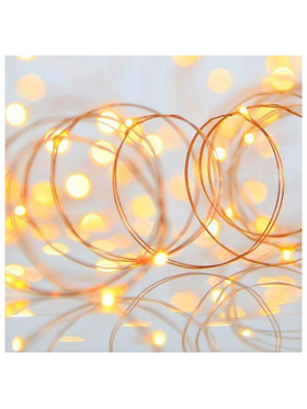 Σειρα, 100 Μινι Led, 4,5v Μετασχηματιστη, Σταθερο, Μπρονζε Χαλκινο Καλωδιο, Θερμο Λευκο Led, ana 10cm, Προεκταση Παροχης 5m, Ιρ44