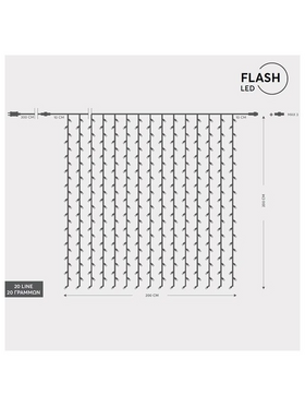 Κουρτινα,360 led 3mm,31v,επεκταση ωσ 3,μετασχημ/στη,προεκτ Παροχης 300cm,διαφ Καλωδιο,θερμο Led,40 Λευκα Flash Led,200x200cm,ιρ44