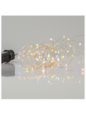 Σειρα, 100 Μινι Led, 4.5v, 11 Προγραμματα, με Μετασχηματιστη, Ασημι Χαλκος, Opal και Θερμο Λευκο Led, Προεκταση Παροχης 5m, ana 10cm, Ιρ44