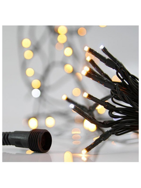 Σειρα, 100 led 3mm, 31v Μετασχηματιστη, 4 Επεκτασεις ωσ 3 Σετ, Πρασινο pvc Καλωδιο, Θερμο Λευκο led + 9 Λευκα Flash Led, ana 10cm, Προεκταση Παροχης 3m, Ιρ44