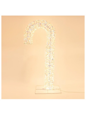 Φωτιζομενο Μπαστουνι Ιριδιζον 74cm, 600 Led, 4,5v Μετασχηματιστη, Timer, Ασημι Χαλκινο Καλωδιο, Θερμο Λευκο Led, Προεκταση Παροχης 5m, Ip44