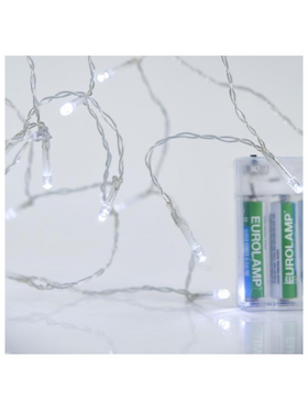Σειρα Μπαταριας, 20 led 5mm, με Χρονοδιακοπτη, Προεκταση Παροχης 50cm, Διαφανο Καλωδιο, Λευκο Led, ανα 10cm, Ip20