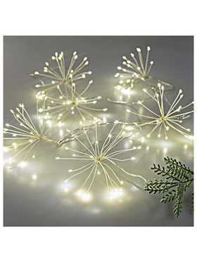 Μπουκετακια 120 Mini Led, με Μετασχηματιστη, 6 Μπουκετα x 20 Led, Ασημι Χαλκος, Θερμο Λευκο Led, Αποσταση Μπουκετων  30cm, Προεκταση Παροχης 3m, Ip44