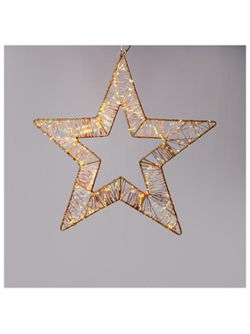 Aστερι Φωτιζομενο 45cm, 260 Μινι Led, 4,5v Μετaσχημaτιστη, Μπρονζε Μετaλλικος Σκελετος, Μπρονζε Χaλκινο Κaλωδιο, 230 Θερμa Λευκa & 30 Θερμa Λευκa Flash Μινι Led, Προεκτaση Πaροχης 5m, Ip44